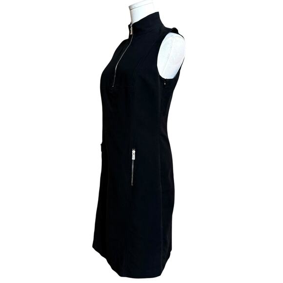 Michael Kors Collection Made in Italy Black Cotton Zip Front Sheath Dress Size 6 - Picture 7 of 9